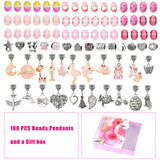 100Pcs DIY European Charm Bracelet Making Kit with Large Hole Spacer Beads