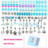 100Pcs DIY European Charm Bracelet Making Kit with Large Hole Spacer Beads