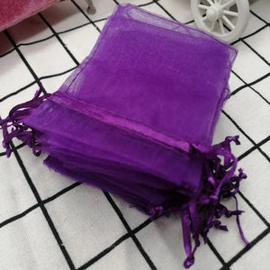 100Pcs Dark Purple Organza Bags 7x9 9x12 10x15cm Wedding Gift