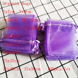 100Pcs Dark Purple Organza Bags 7x9 9x12 10x15cm Wedding Gift