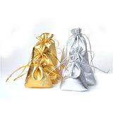 100Pcs Silver Organza Drawstring Bags - 7x9/9x12cm Wedding Gift Pouches