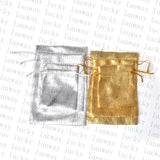 100Pcs Silver Organza Drawstring Bags - 7x9/9x12cm Wedding Gift Pouches