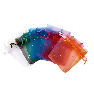 100 Pcs Organza Bags Drawstring Gift Pouches Wedding Party Candy Bag 9x7cm