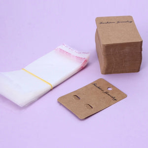 100Pcs Earrings Cards w/ Self Adhesive Bag