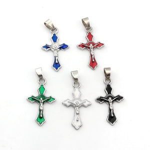 100Pcs Enamel Crucifix Cross Alloy Dangle Charms Pendants for DIY Jewelry Making