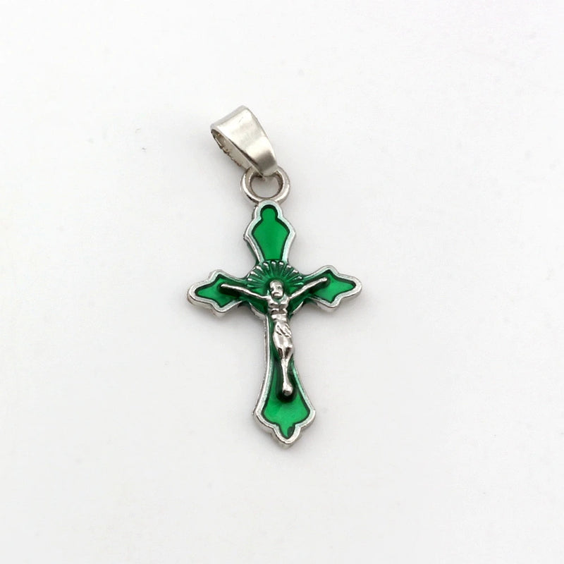 100Pcs Enamel Crucifix Cross Alloy Dangle Charms Pendants for DIY Jewelry Making