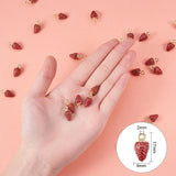 100Pcs Strawberry Charms Beads Enamel Pendants For Jewelry Making