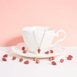 100Pcs Strawberry Charms Beads Enamel Pendants For Jewelry Making