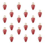 100Pcs Strawberry Charms Beads Enamel Pendants For Jewelry Making