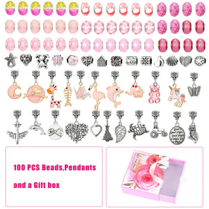 100Pcs European Beads Dangle Charms Kit in Box - DIY Jewelry for Bracelet