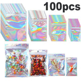 100Pcs Eyelash Package Holographic Zip Lock Bag Necklace Storage