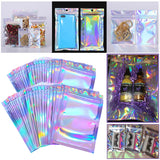 100Pcs Eyelash Package Holographic Zip Lock Bag Necklace Storage