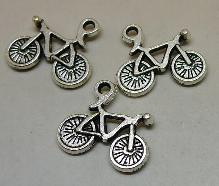 100Pcs Vintage Bicycle Pendant Necklace Bracelets Jewelry
