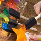 100Pcs Foam Brush,Sponge Wood Handle Paint Brush,1inch Foam Brush Painting Set
