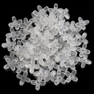 100Pcs Glass Four-leaf Petal Beads 10mm Top Drilled Crystal Flower Pendants