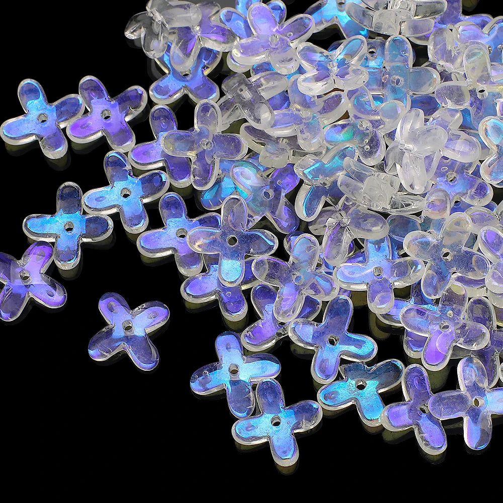 100Pcs Glass Petal Beads 10mm Lampwork Crystal Flower Pendants Pink