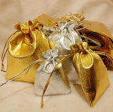 100Pcs Silver Organza Bag Jewelry Pouch Christmas Wedding Party Gift Bags