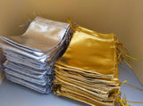 100Pcs Silver Organza Bag Jewelry Pouch Christmas Wedding Party Gift Bags