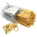 100Pcs Silver Organza Bag Jewelry Pouch Christmas Wedding Party Gift Bags