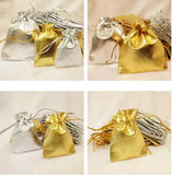 100Pcs Silver Organza Bag Jewelry Pouch Christmas Wedding Party Gift Bags