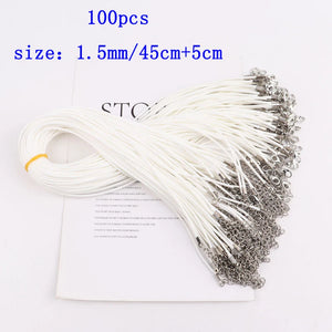 100Pcs Adjustable Braided Leather Rope Chain Necklaces & Pendant Charms