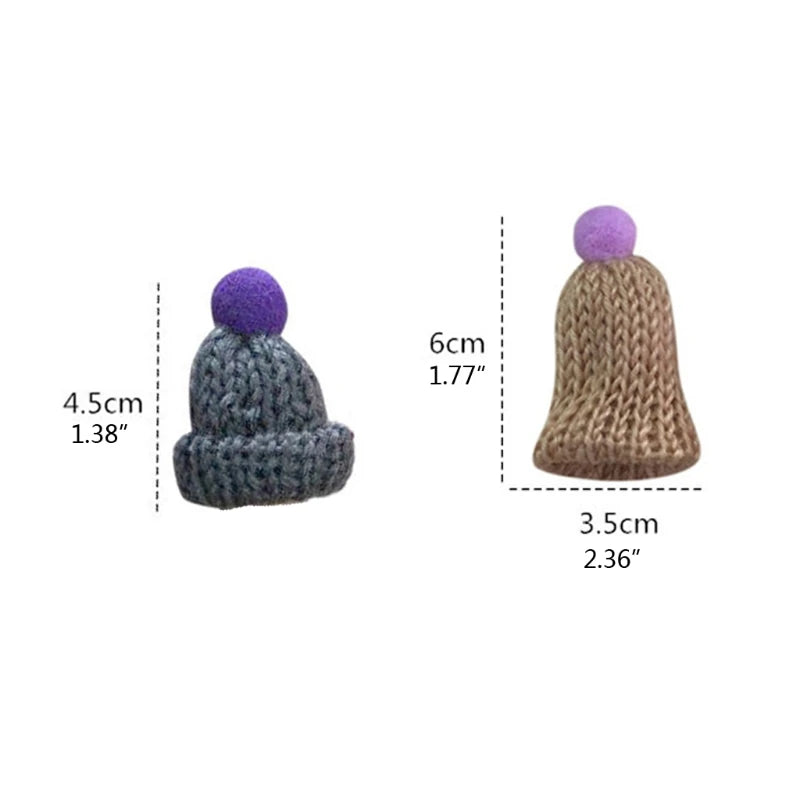 100Pcs Mini Finger Hat Pom Pom Hat for Christmas Knit Crafts