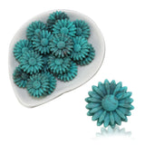 100Pcs Hello Spring Daisy Silicone Beads 22MM Marble Turquoise Rainbow Glow