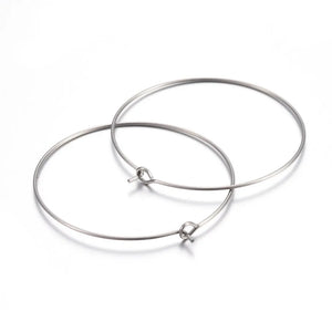 100Pcs Stainless Steel Big Circle Earrings Wire Hoops for DIY Earring Dangle