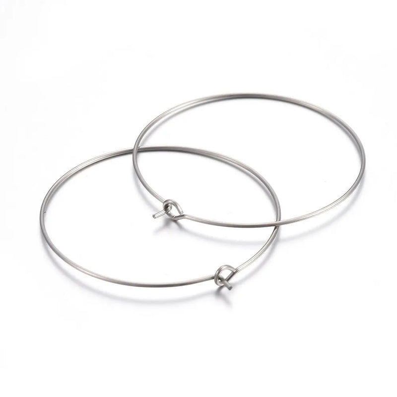 100Pcs Stainless Steel Big Circle Earrings Wire Hoops for DIY Earring Dangle