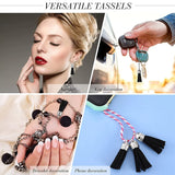 100Pcs Black Faux Suede Leather Tassel Keychain Pendants