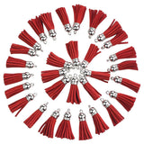 100Pcs Red Faux Suede Leather Tassel Pendants for DIY Crafts