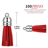 100Pcs Red Faux Suede Leather Tassel Pendants for DIY Crafts