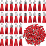 100Pcs Red Faux Suede Leather Tassel Pendants for DIY Crafts