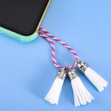 100Pcs White Suede Leather Tassel Keychain Pendants