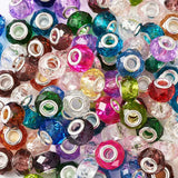 100Pcs Large Hole Glass European Beads Double Cores Faceted Rondelle Beads