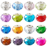 100Pcs Large Hole Glass European Beads Double Cores Faceted Rondelle Beads