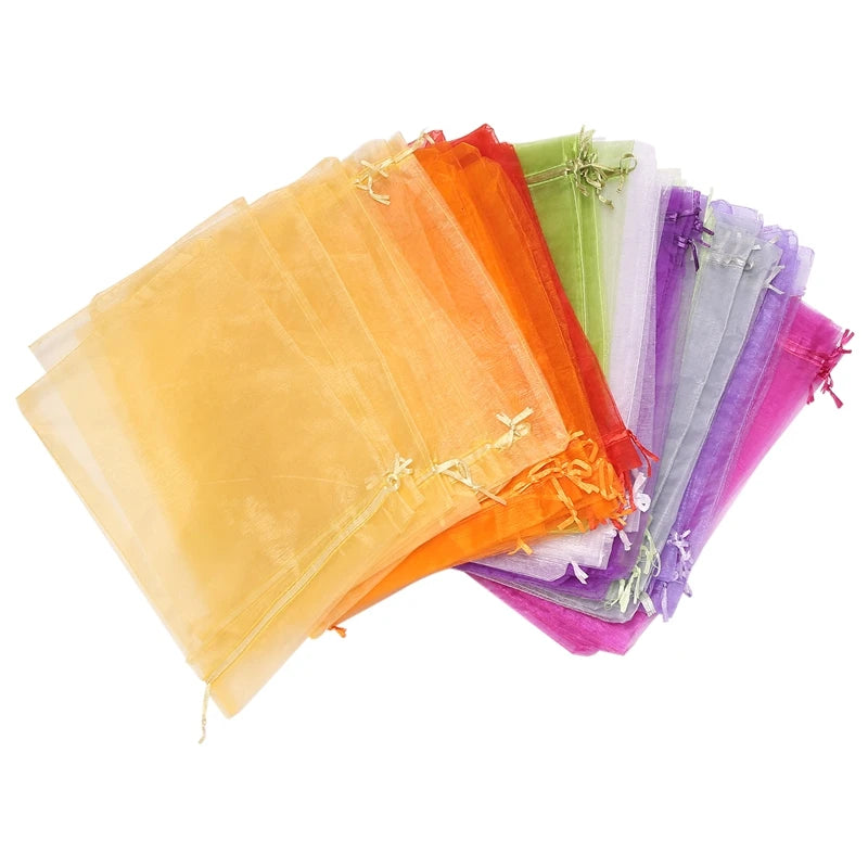 100Pcs Large Organza Bags, 20X30 cm Gift Pouches for Christmas Wedding
