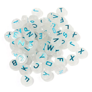 100Pcs 10mm Luminous Beads Mixed Letter Loose Beads For Diy Jewelry Making