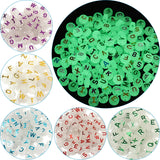 100Pcs 10mm Luminous Beads Mixed Letter Loose Beads For Diy Jewelry Making