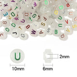 100Pcs 10mm Luminous Beads Mixed Letter Loose Beads For Diy Jewelry Making