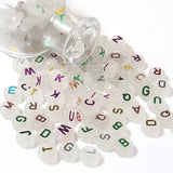 100Pcs 10mm Luminous Beads Mixed Letter Loose Beads For Diy Jewelry Making