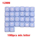 100Pcs/Lot 12MM Silicone Letter Beads Round Food DIY Bracelet Necklace Accessory
