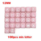 100Pcs/Lot 12MM Silicone Letter Beads Round Food DIY Bracelet Necklace Accessory