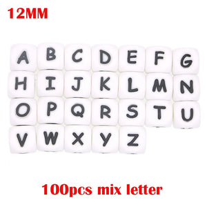 100Pcs/Lot 12MM Silicone Letter Beads Round Food DIY Bracelet Necklace Accessory