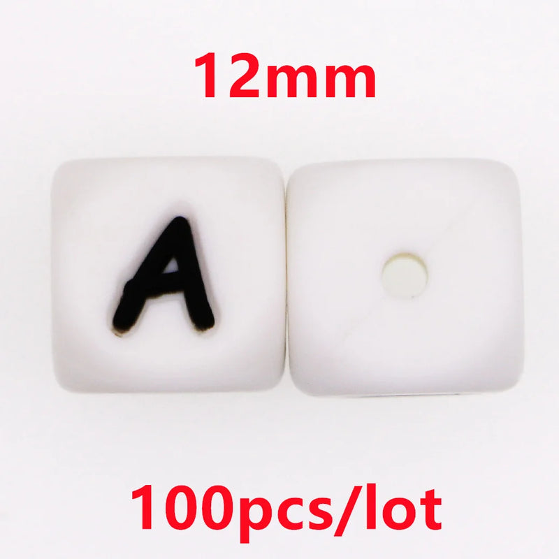 100Pcs/Lot 12MM Silicone Letter Beads Round Food DIY Bracelet Necklace Accessory