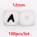 100Pcs/Lot 12MM Silicone Letter Beads Round Food DIY Bracelet Necklace Accessory