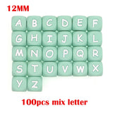 100Pcs/Lot 12MM Silicone Letter Beads Round Food DIY Bracelet Necklace Accessory