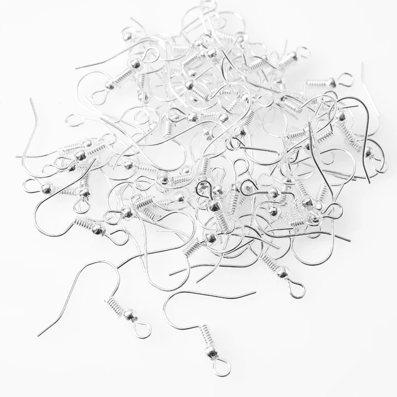 100Pcs 17mm Metal Gold/Silver Earring Hooks French Ear Wires