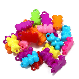 100Pcs 21x12mm Acrylic Bear Loose Beads Jewelry Making Mix