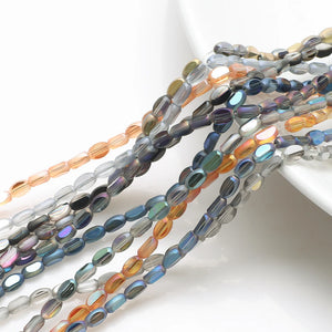 100Pcs/Lot 4x6mm Oval Matte Glass Beads for DIY Jewelry Making